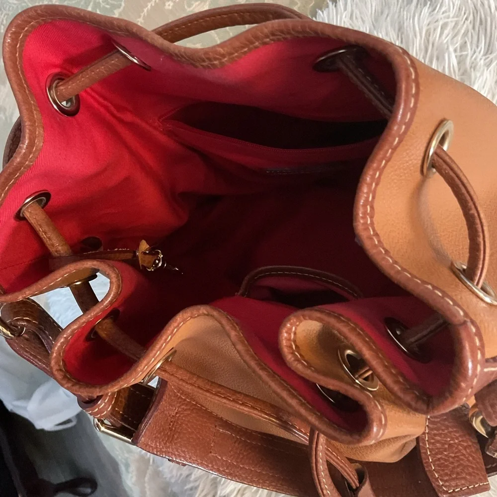 Dooney & Bourke 
Brown Leather Drawstring Bucket Bag - Picture 8 of 9